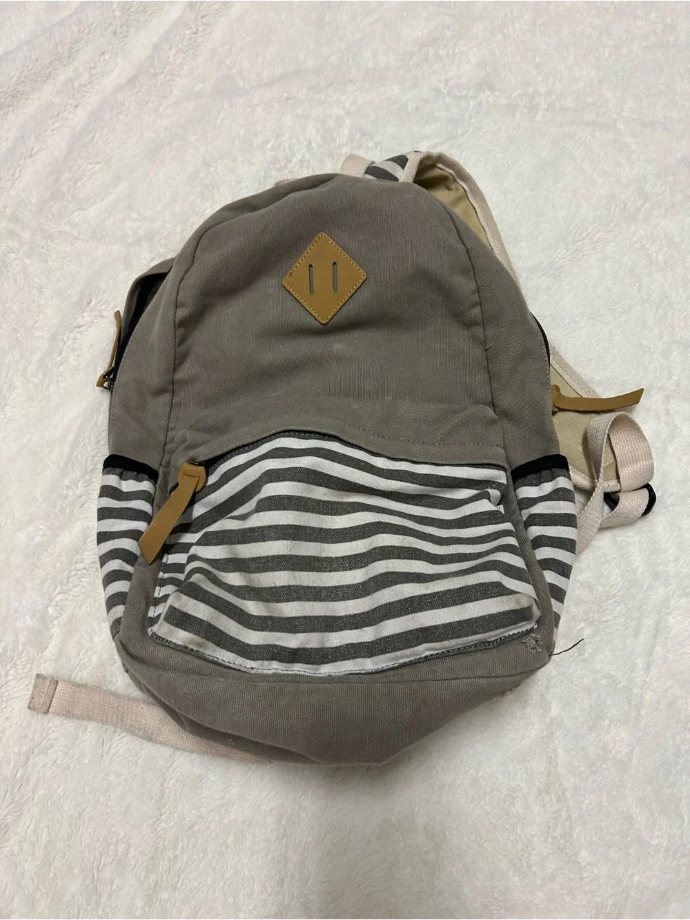Gray striped backpack